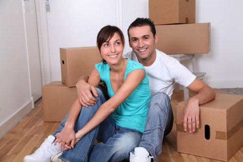 Packed mobile self storage unit with household boxes in Longford